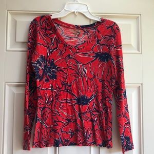 Lilly Pulitzer Long Sleeve Floral Cotton Top XS